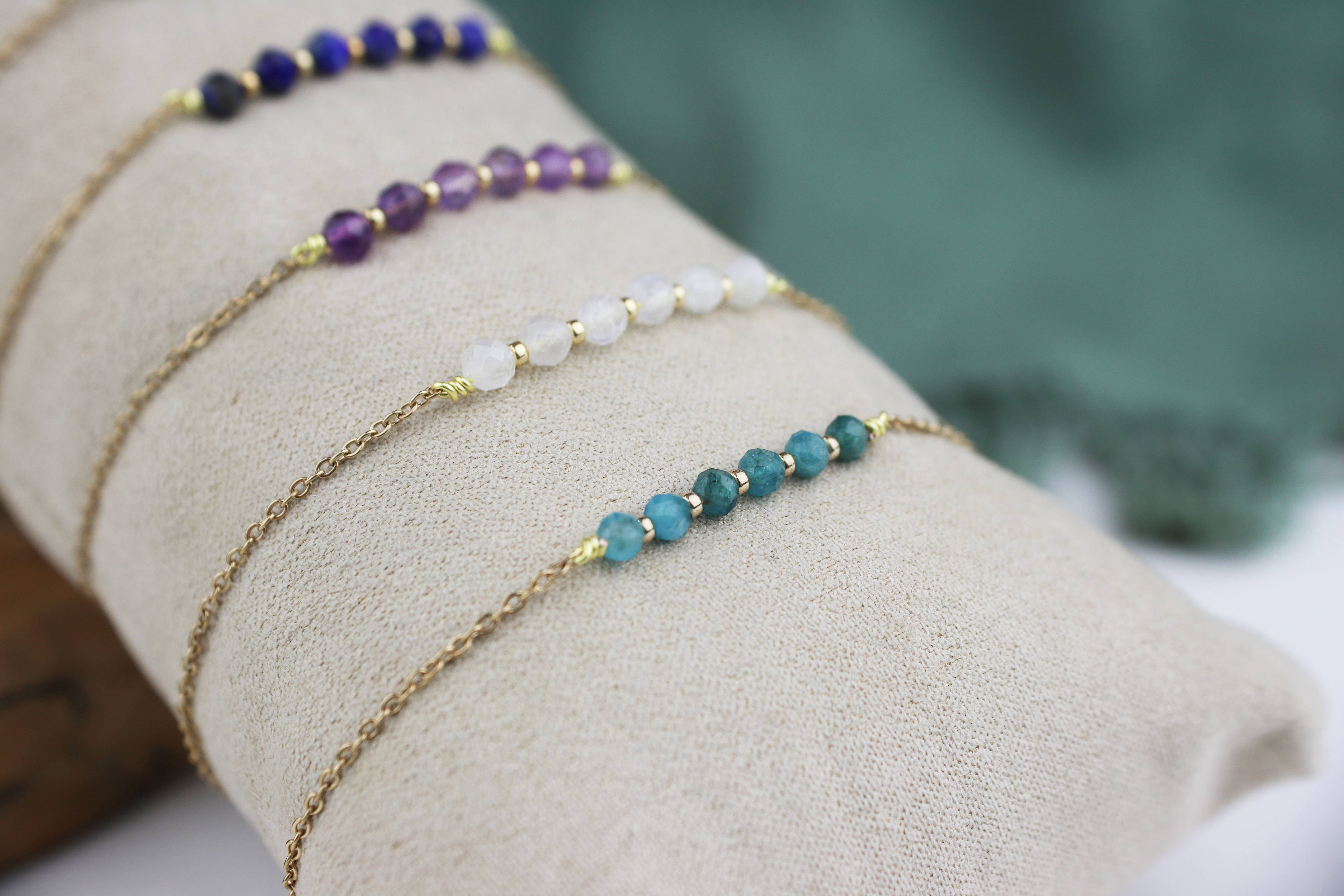 Minalis - Vendita all'ingrosso Bracciale con perline - Bracciale sottile con pietre naturali in acciaio inox dorato6