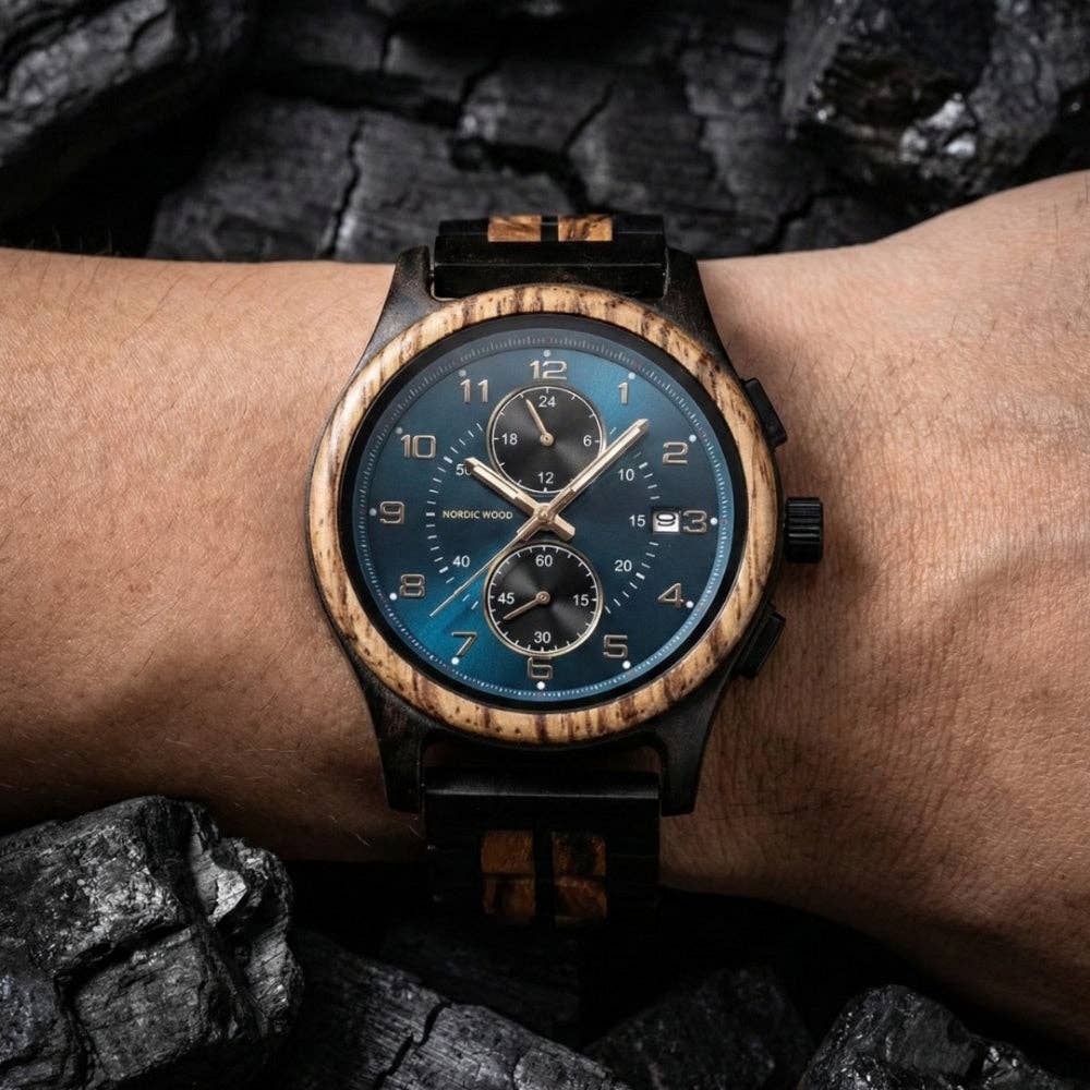 Nordic Wood - Wholesale Wrist Watch - Men's - Bleu Horizon1