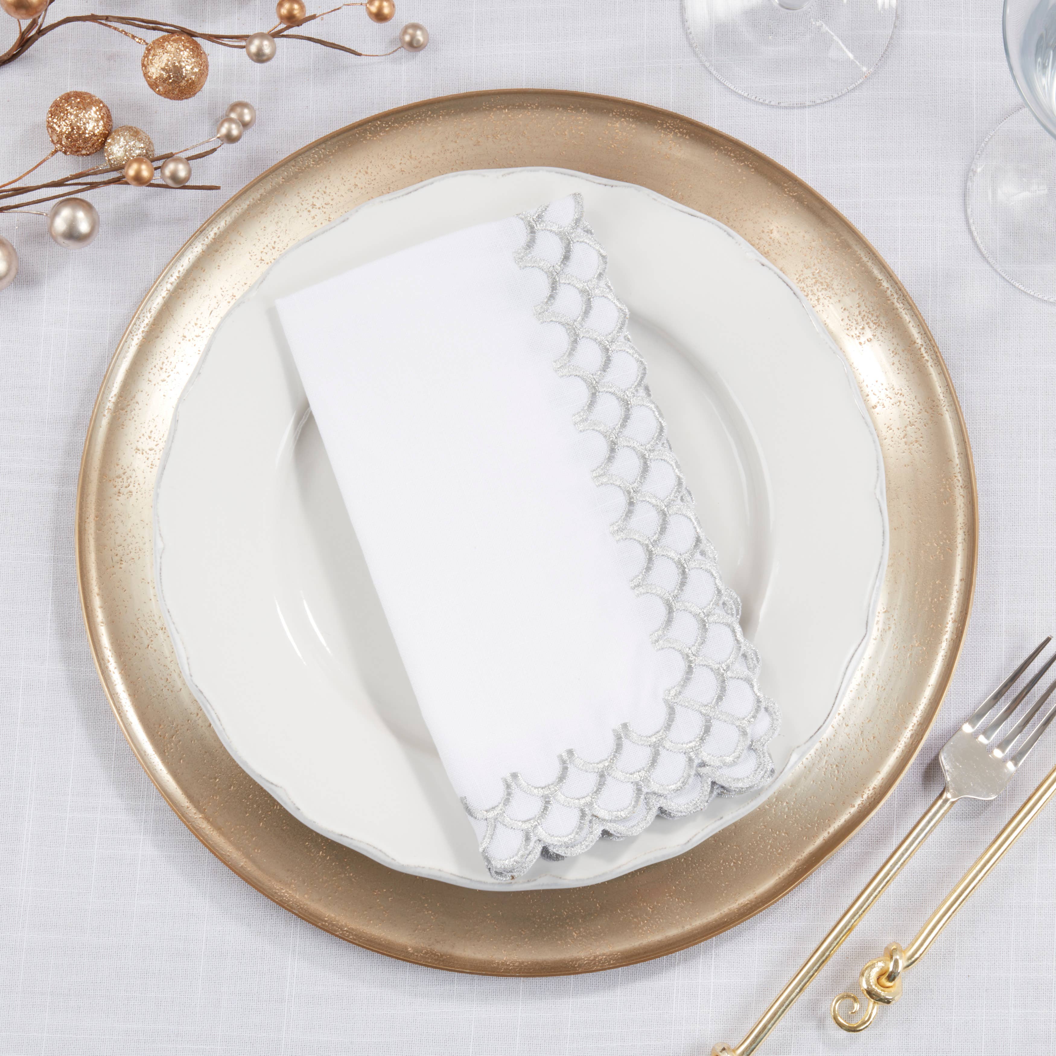 Saro Lifestyle - Wholesale Dinner & Cloth Napkin - Scalloped Edge Napkin5
