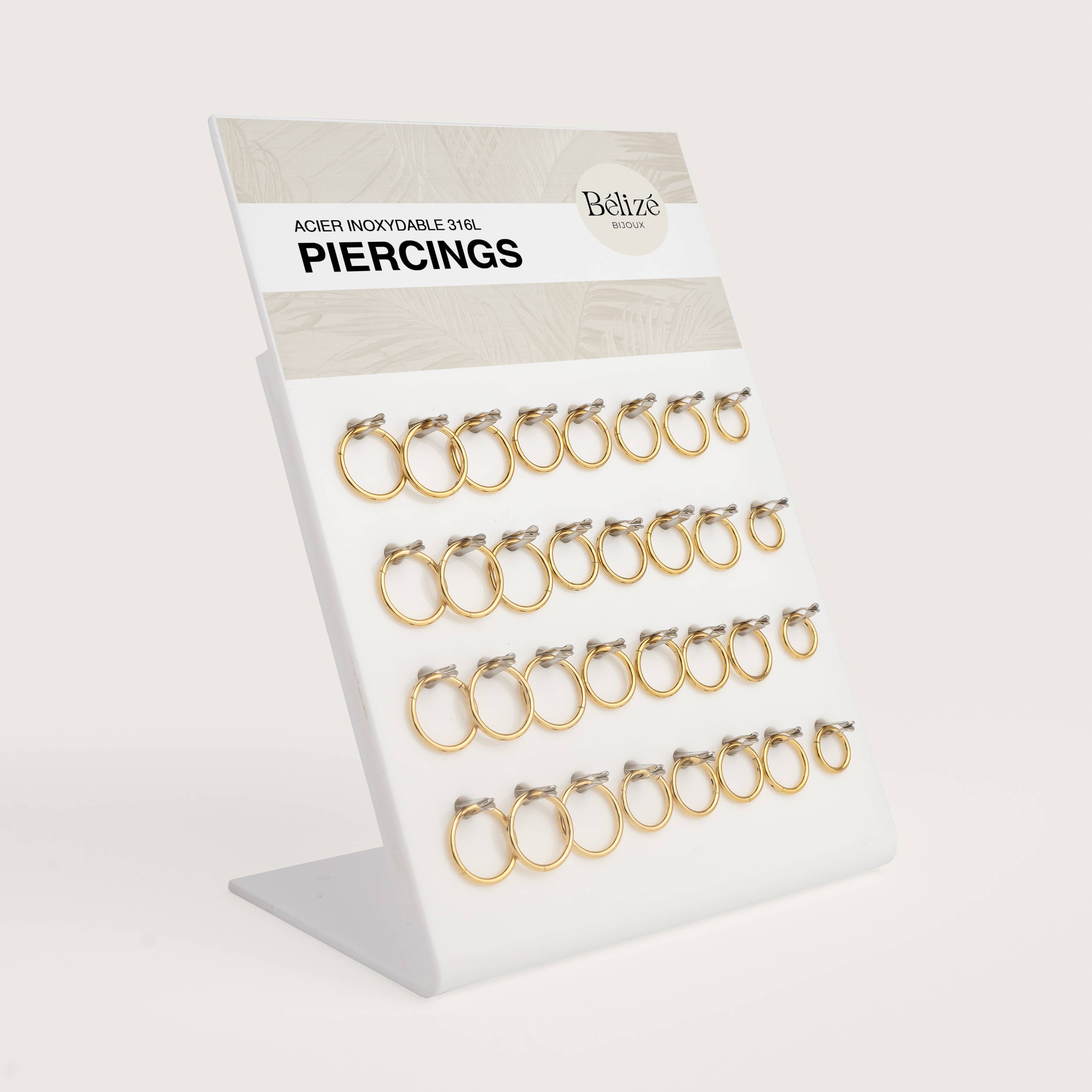 Bélizé Bijoux – Engroshandel Smykkesæt – Pakke med 32 ringpiercinger - rustfrit stål0