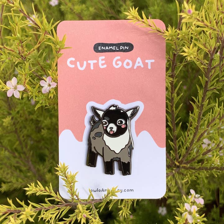 Dwarf Goat Enamel Pin for wholesale by owloArt