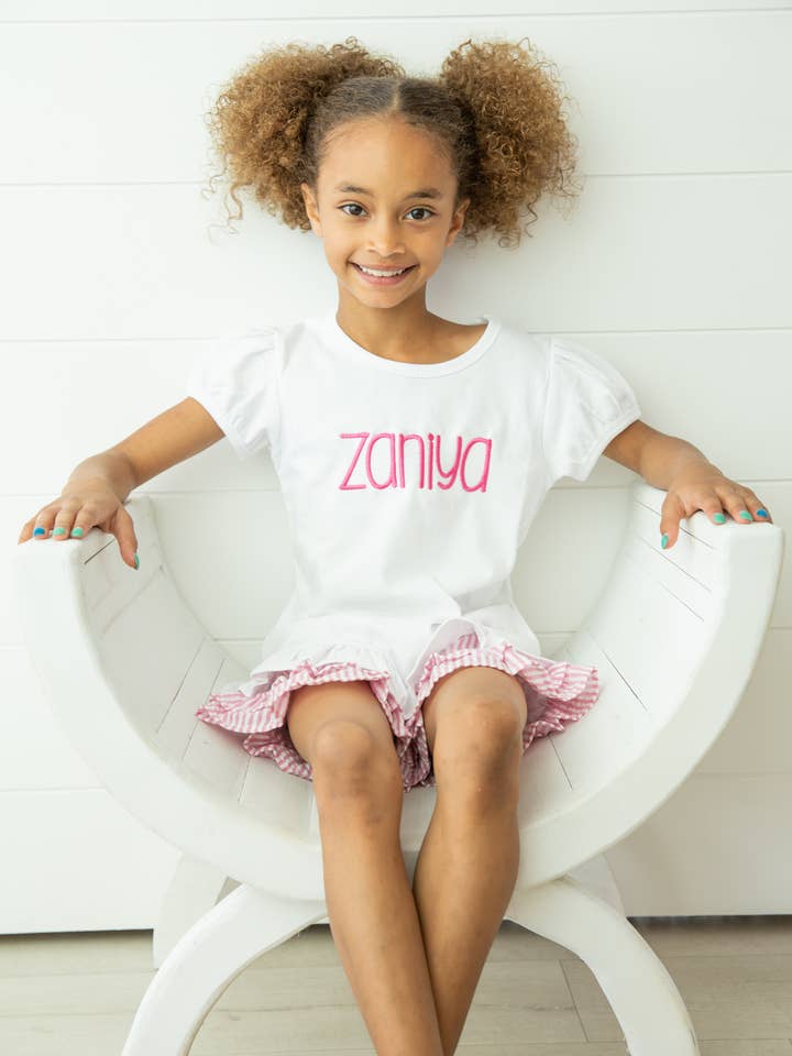 Maglietta a maniche corte con fondo a volant e maniche a sbuffo - BIANCO per la vendita all'ingrosso da parte di Love That Cotton