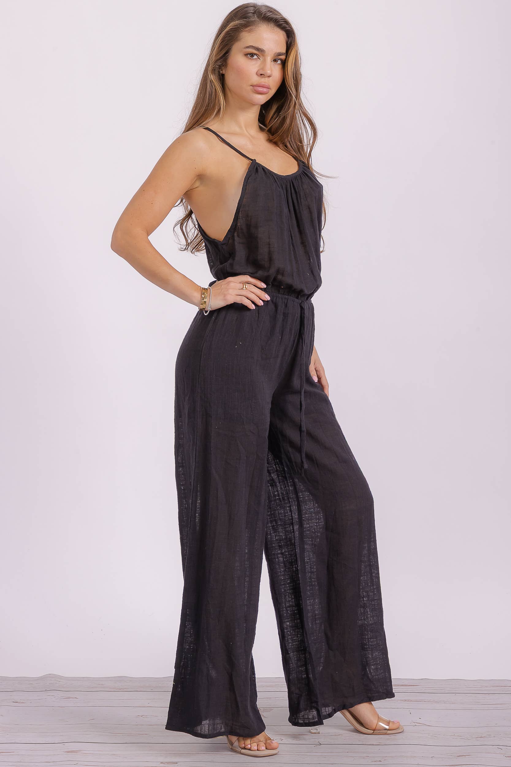 H&H Fashion Inc. - Wholesale Jumpsuit - Women's - P563 Wide Leg Linen Jumpsuit2