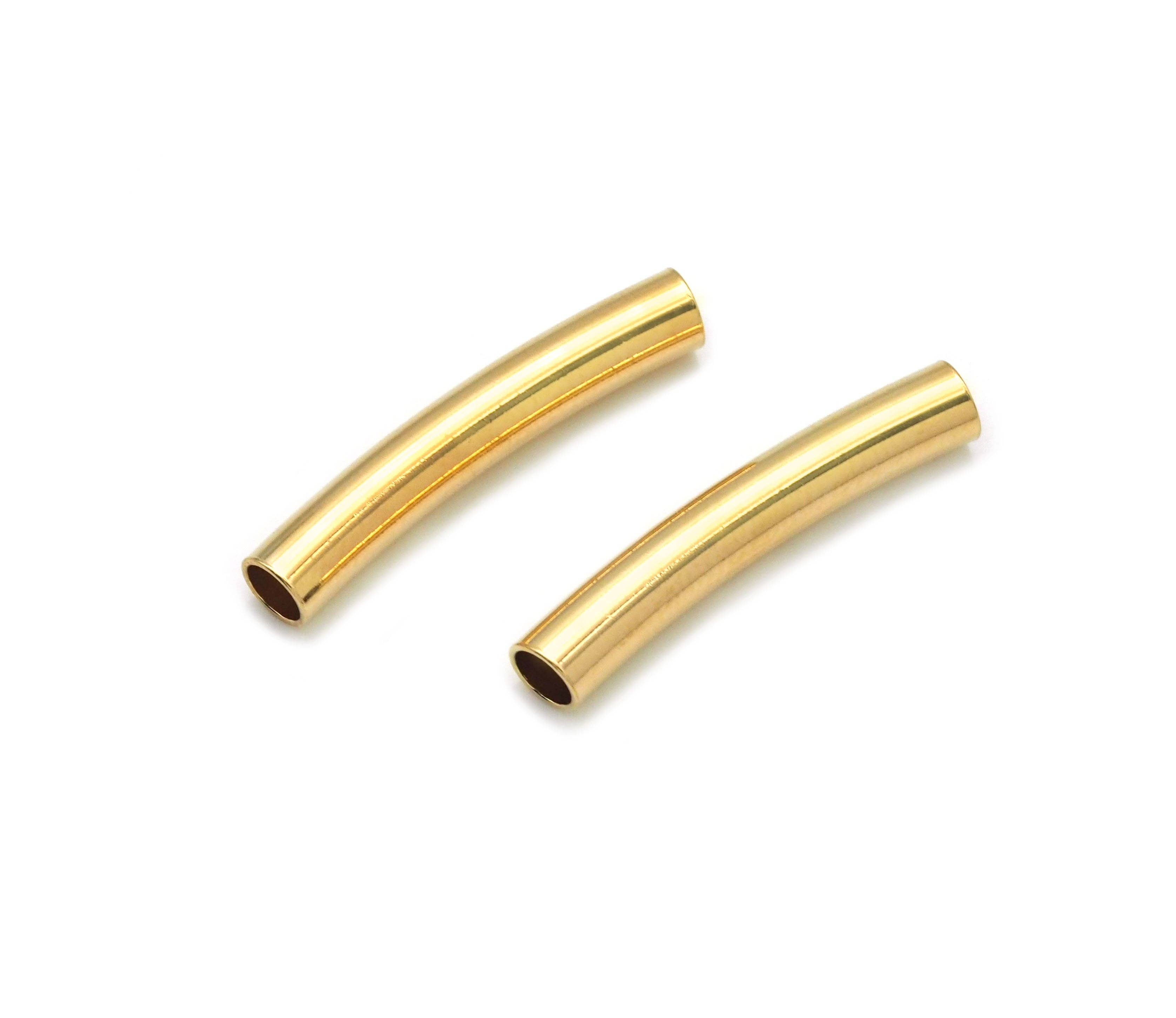 BestBeads&Beyond - Wholesale Beads - 18k Gold Filled Gold Curved Tube Spacer Beads, Sku#ZX1221