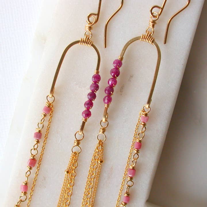 Linda Trent Jewelry - Wholesale Dangle Earrings - Ruby Balancing Act