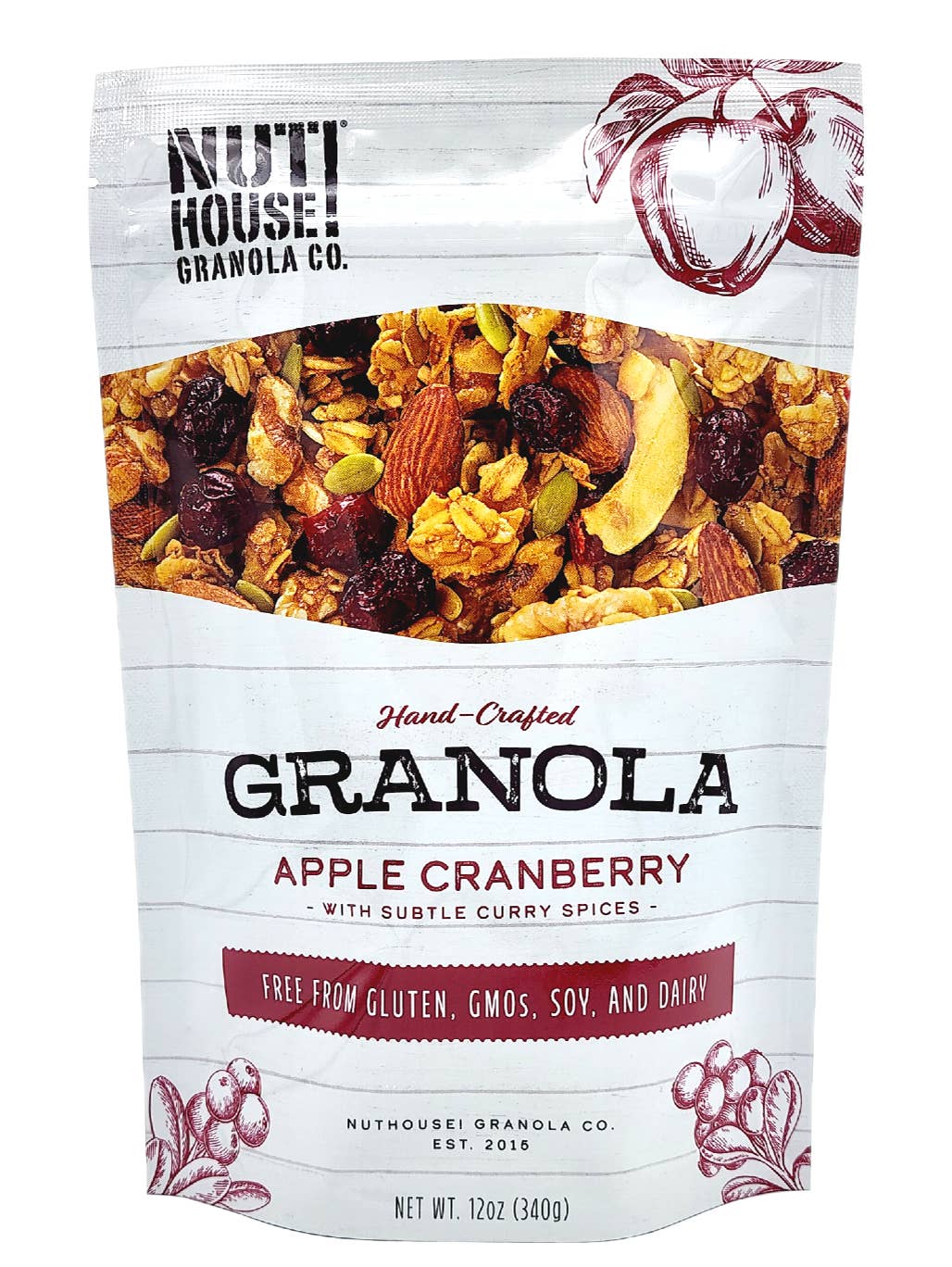 NutHouse! Granola Company - Vente Granolas - Granola aux pommes et aux canneberges, 6 x 12 oz