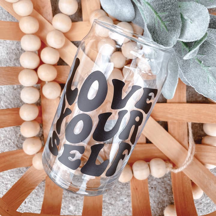 Wild Souls Co - Wholesale Drinking Glass/Cup - Love Yourself | Self Love | Coffee Beer Glass Mug Valentines1