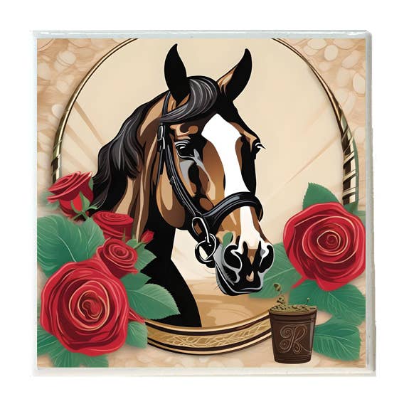 Layne Wilson - Wholesale Coasters - Horse with Roses and Mint Julep Ceramic Coaster0