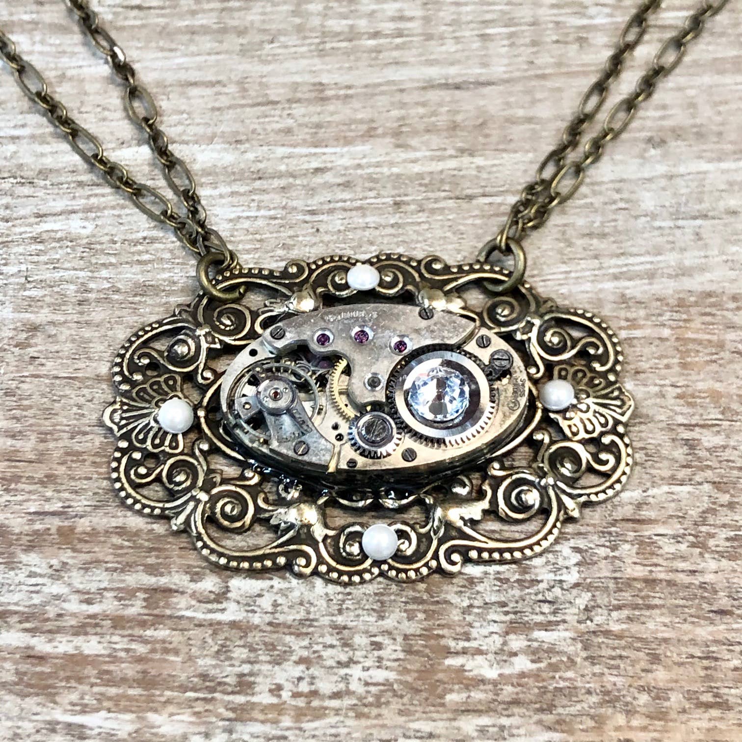 Lorraine Frances Jewelry - Wholesale Pendant/Charm Necklace - Movement Filigree & Pearl Necklace0