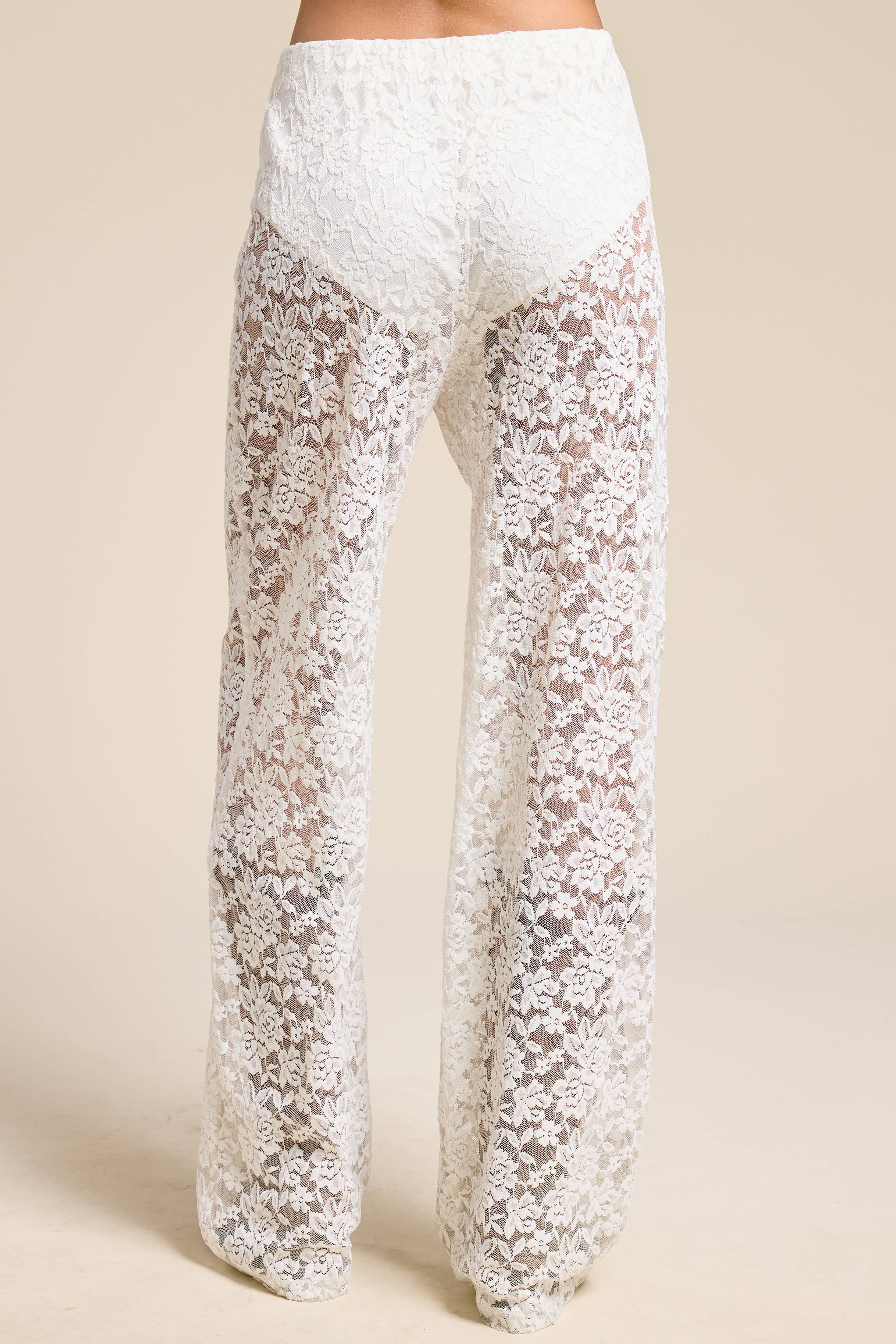 Mimosa - Vente Pantalon – femme - Pantalon en dentelle transparente taille haute avec doublure de sous-vêtement2