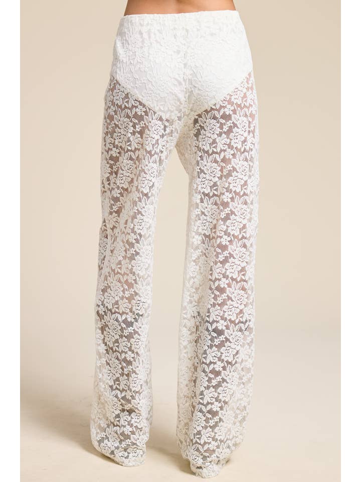 Mimosa - Vente Pantalon – femme - Pantalon en dentelle transparente taille haute avec doublure de sous-vêtement2