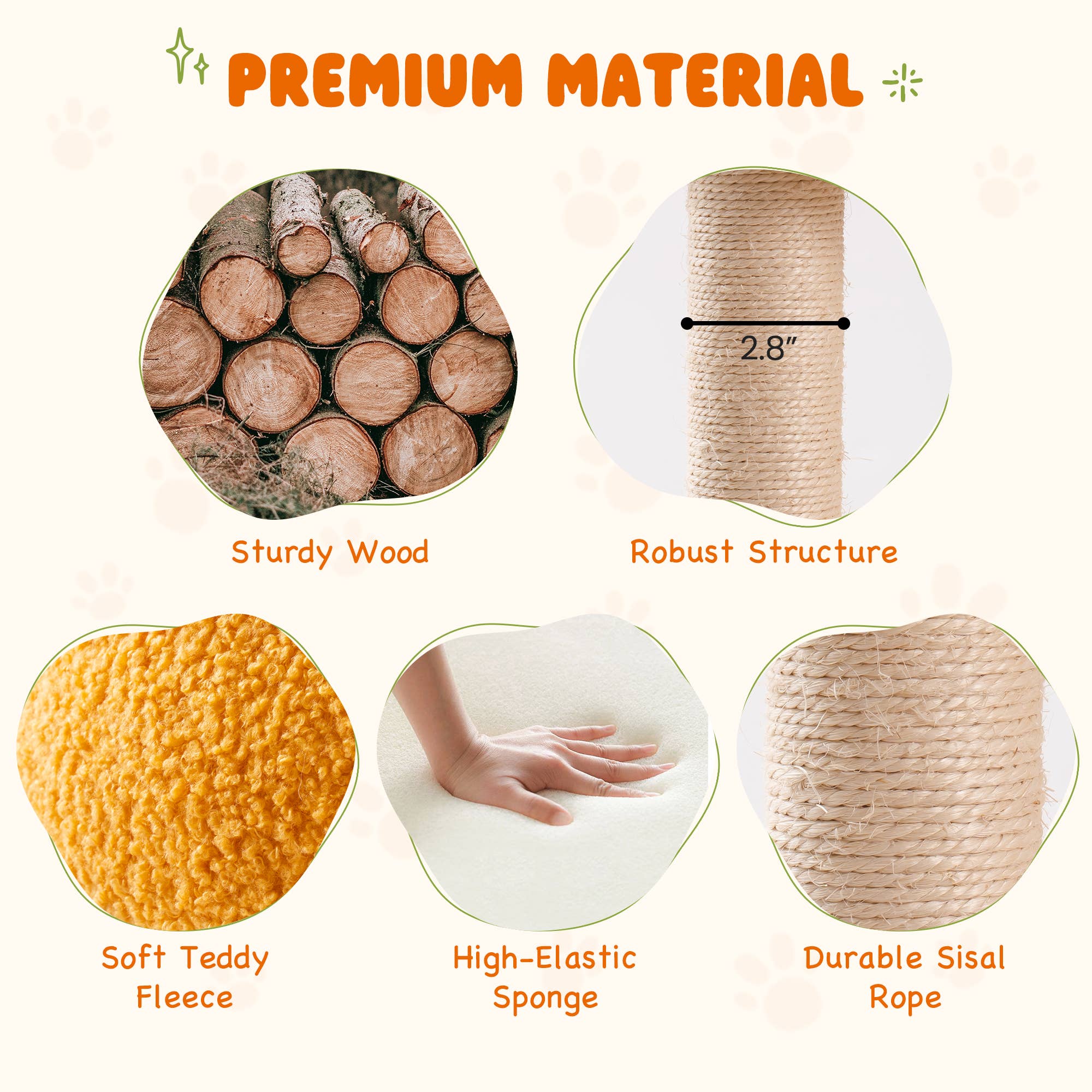 Robud & Mewoofun Official Store – Coçador de gato - Gato por atacado – Torre para Gatos Amarela com Cama Removível e Arranhador de Sisal5