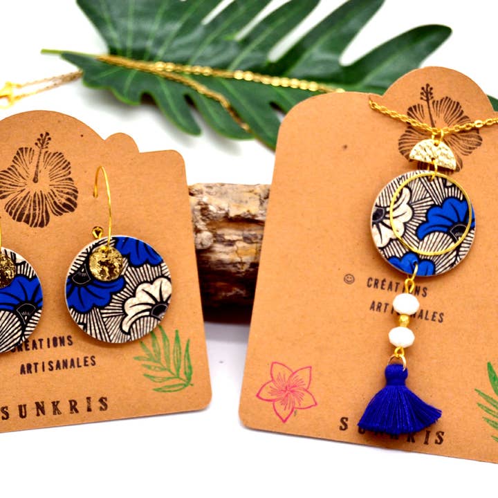 SUNKRIS – Colar pingente/pendente por atacado – colar colorido em papel de resina de madeira e cera4