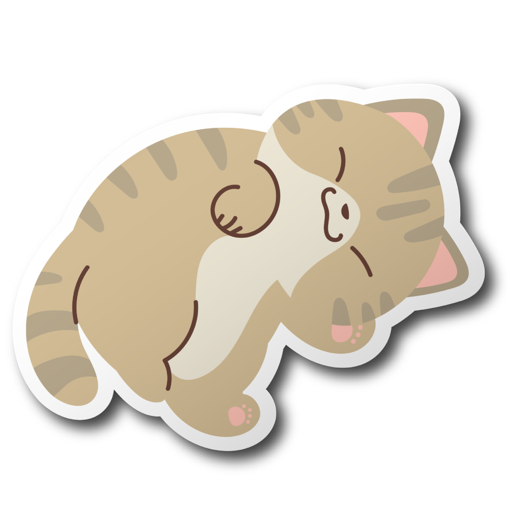 CJ's Sticker Shop - Wholesale Sticker - Cute Happy Cat Sleeping Sticker Vinyl Decal0