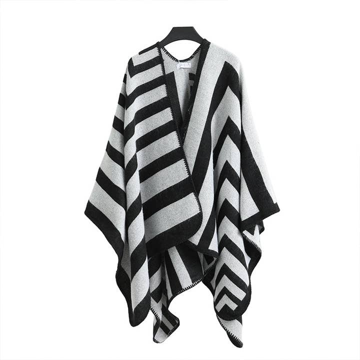 Winter Poncho black and grey for wholesale by Emilie collection