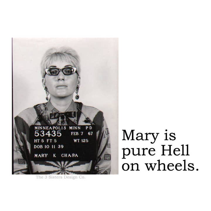 BIG HOUSE Stickers! Mary is pure hell on wheels. for wholesale by The 3 Sisters Design Co.
