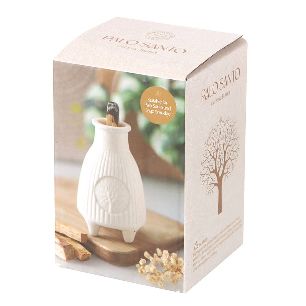 Something Different Wholesale – wholesale Rökelsehållare – Krämvit rillad keramikbrännare för Palo Santo sacred wood-stick5