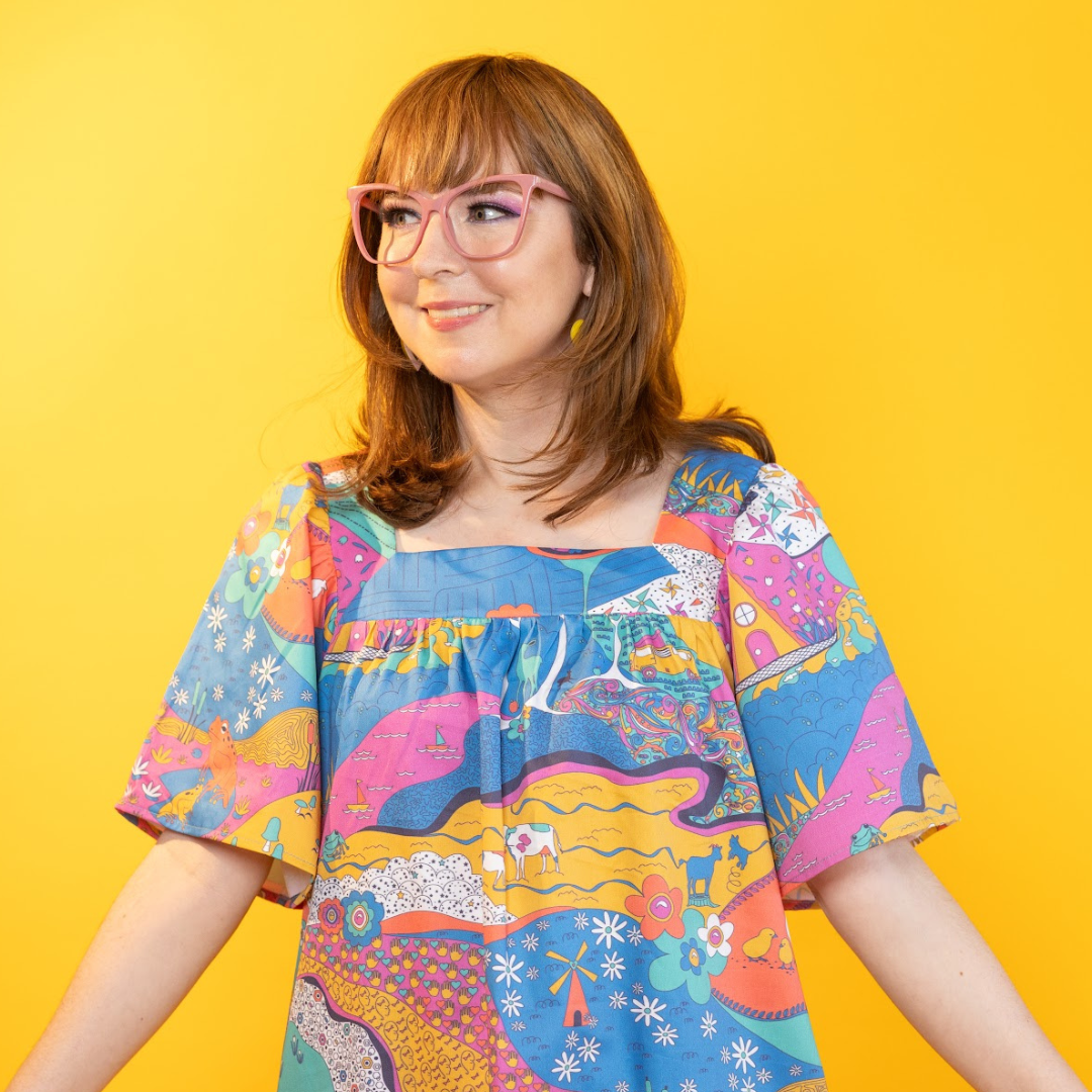 Blue Platypus - Wholesale Dress - Women's - Landscape Print Square Neck Pocket Dress6