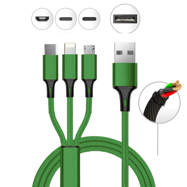 Mila Wholesale - Wholesale Charging Cable - 10 Foot 3 in 1 Refill Cable - Micro USB, Lightning, Type C12