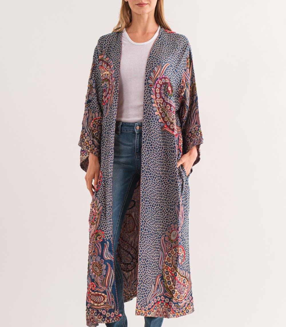 Raj Trading & Imports (USA) Inc. - Wholesale Kimono - Women's - Rhea Navy Thick Stitch Duster1