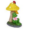 Alpine Corporation - Wholesale Outdoor Ornament/Decor - Alpine Corporation Solar Frog Relaxing Under Mushroom Statue