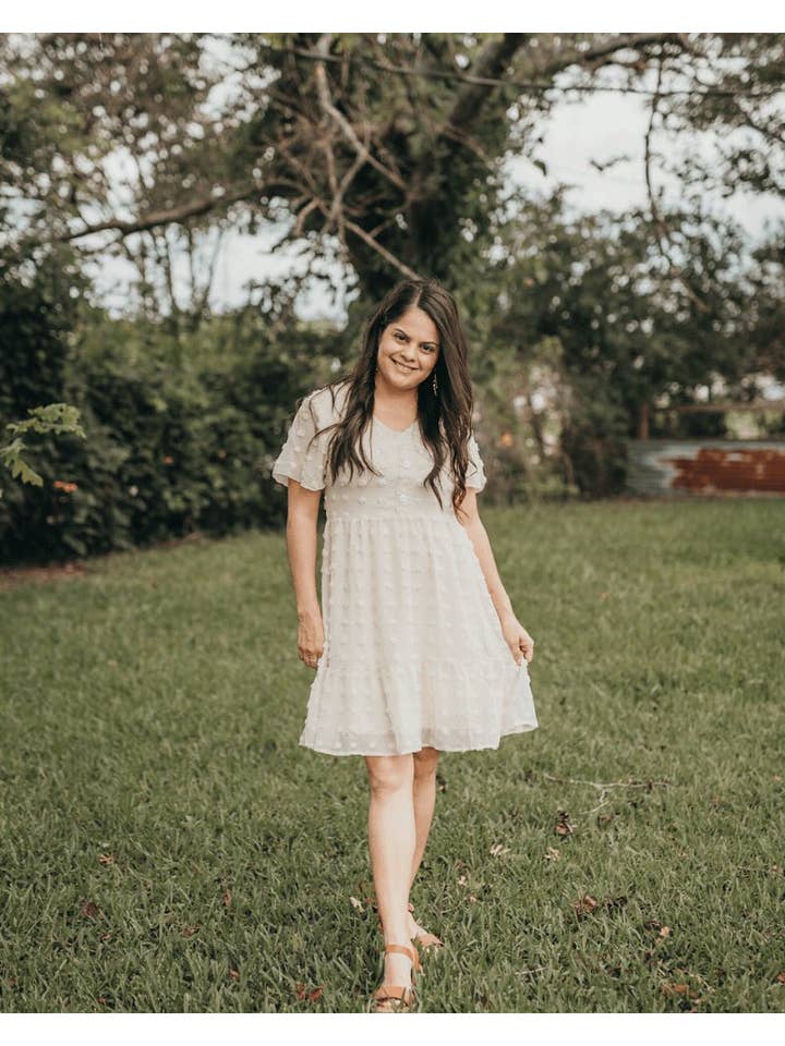 Bailey's Blossoms - Wholesale Mommy & Me Sets - Mommy and Me Eden Short Sleeve Dot Dress - Ivory