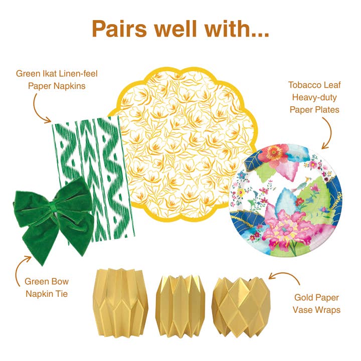 Lucy Grymes Designs - Vente Assiette jetable - Assiette en papier résistant motif feuille de tabac (10") | 8 assiettes3