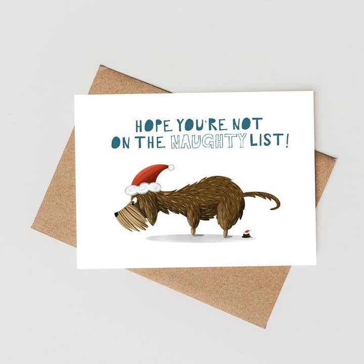 Meet Wilma - Wholesale Christmas Card - Dog Christmas Greeting Card "Naughty List"