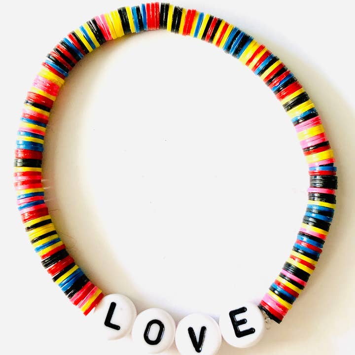 Sadie’s Moon - Wholesale Beaded Bracelet - Kids - Love Beaded Vinyl Rainbow Bracelet