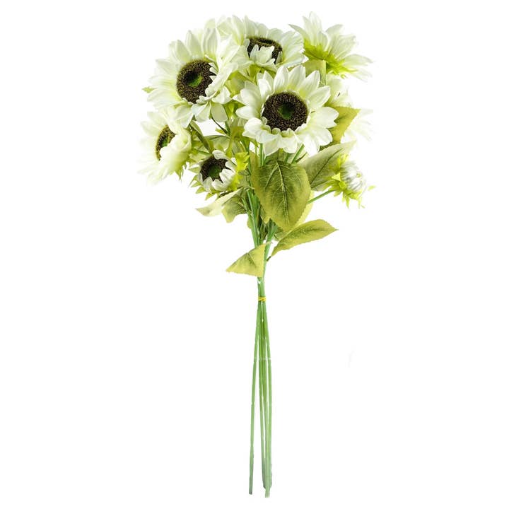 Leaf Design UK LTD - Wholesale Artificial flowers - Pack 6x Artificial Flowers White Sunflower 3 heads 88cm2
