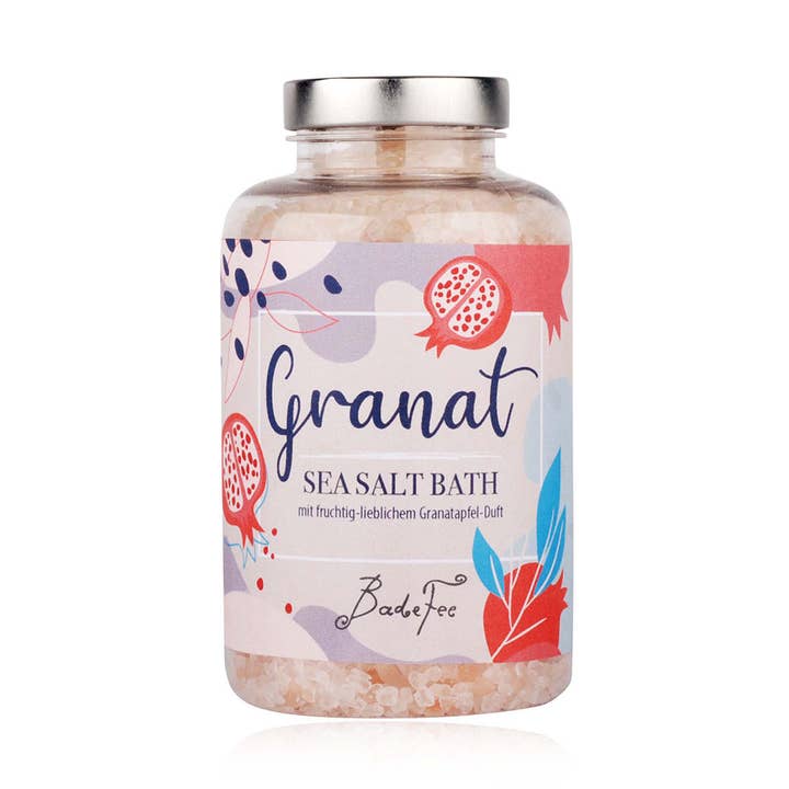 Sel de bain Grenat - cristaux de sel marin fruités et doux pour la vente par BadeFee