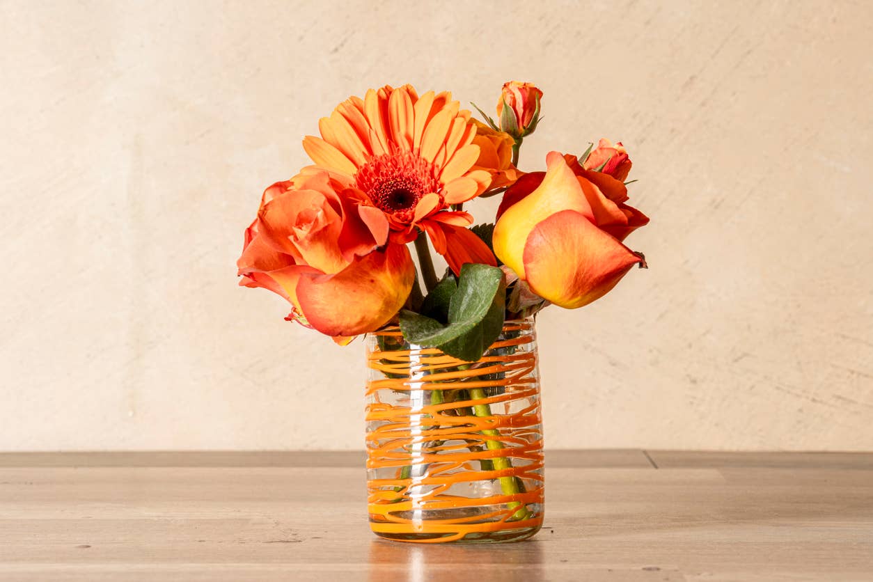 Verve Culture – wholesale Drinking glass/cup – Mexican Handblown Glasses - Orange Swirl2