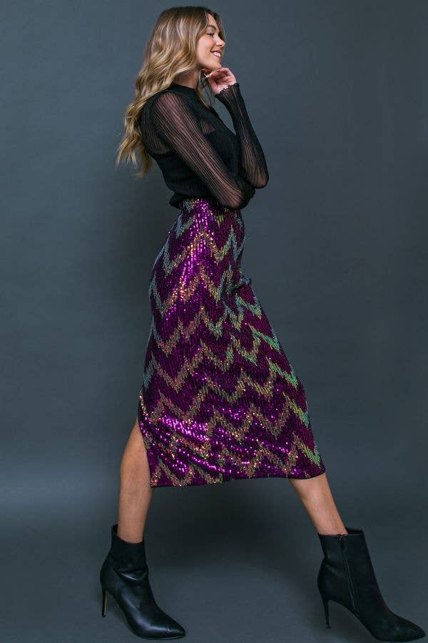 FUCHSIA GOLD A sequin midi pencil skirt - IK7537 for wholesale on Faire2