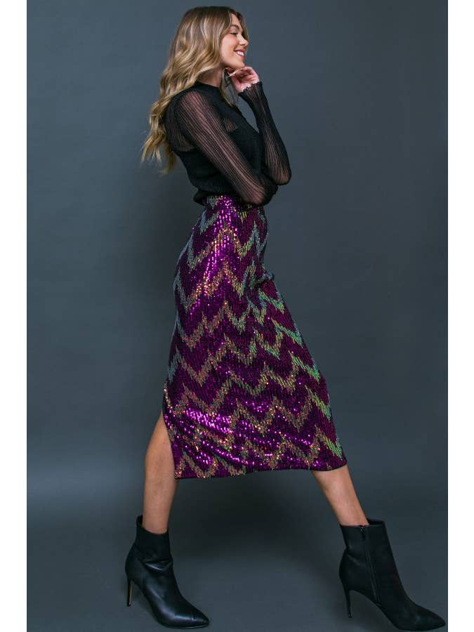 FUCHSIA GOLD A sequin midi pencil skirt - IK7537 for wholesale on Faire2