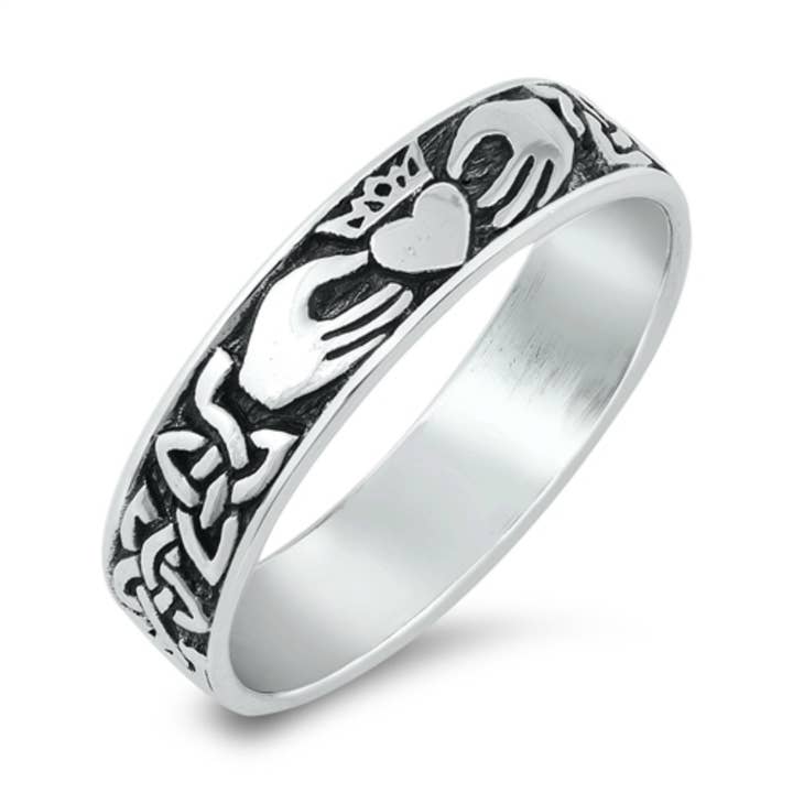 Anello Claddagh, anello nuziale irlandese, anello celtico, anello a cuore, anello da pollice, anello Claddagh in argento Sterling, amore, fedeltà, amicizia, taglia da 5 a 10 per la vendita all'ingrosso da parte di CALIFORNIA TOE RINGS