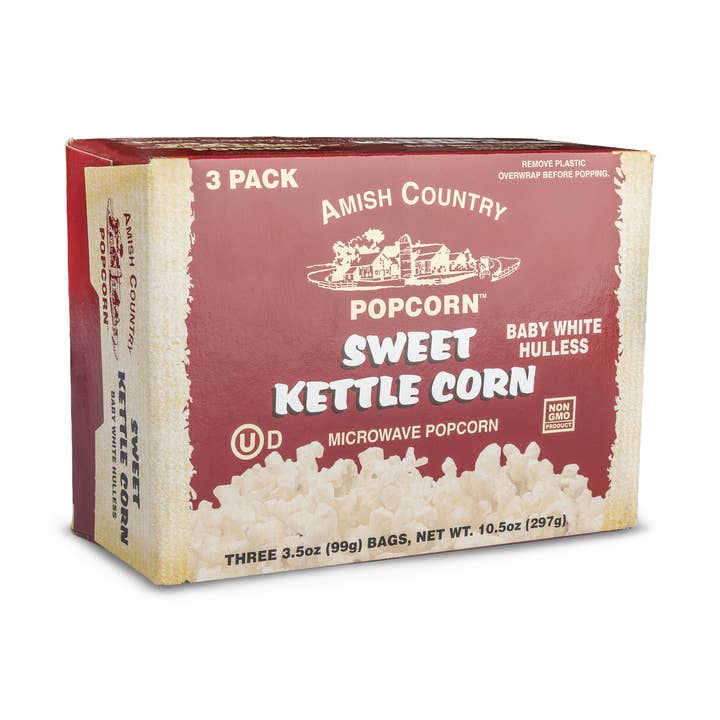 Amish Country Popcorn - Wholesale Popcorn - 3pk Microwave Sweet Kettle Popcorn