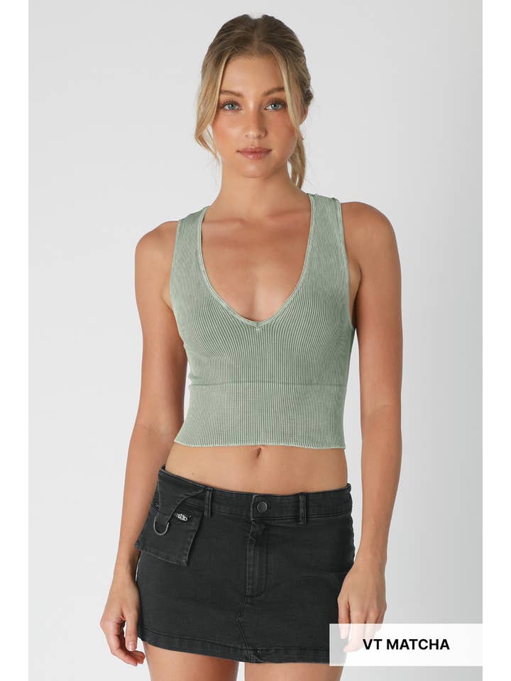 NIKIBIKI - Wholesale Knit Top - Women's - NS8192 - Vintage Plunge V-Neck Seamless Crop Top17