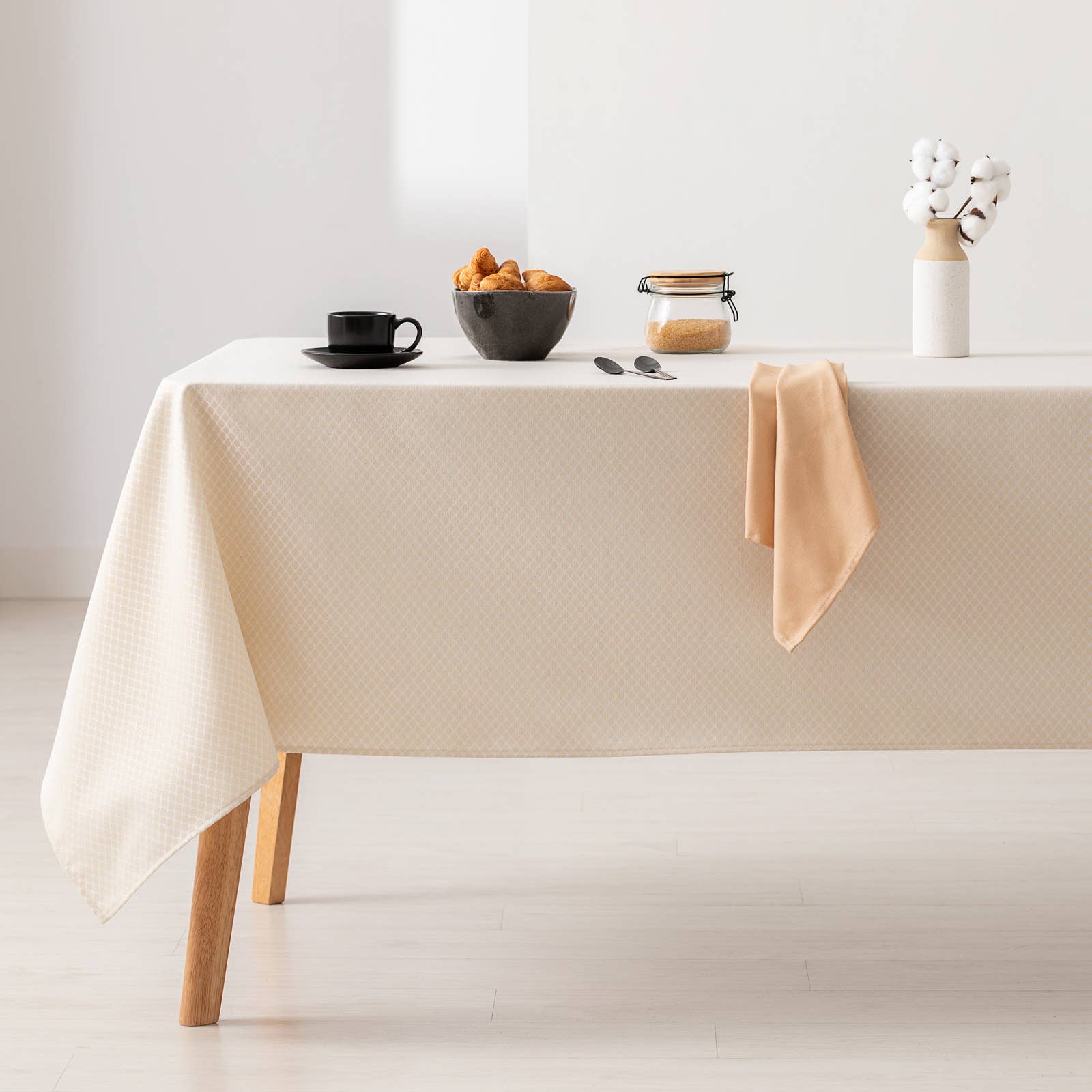 GAMUSI - Vente Nappes - Nappe imperméable jacquard coton géométrique LOSAN19