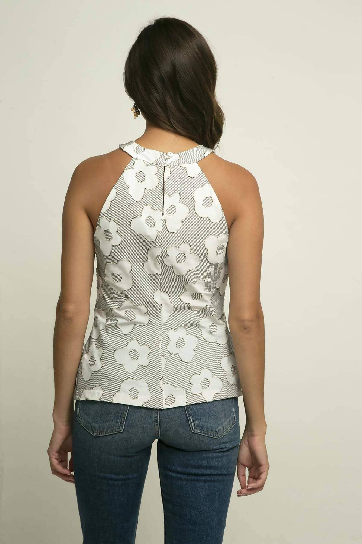 Eva Franco - Wholesale Blouse - Dames - Ella Top - Ronde Cake Bloemen Halter Hals3