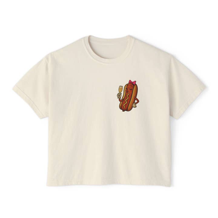 EarBobs DC - Wholesale Screen Printed T-Shirt - Women's - Hot Dog She’s Fancy Crop Top5