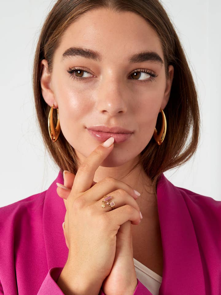 Bague ouverte Nola en pierres semi-précieuses style bohème pour la vente par La parisienne des îles