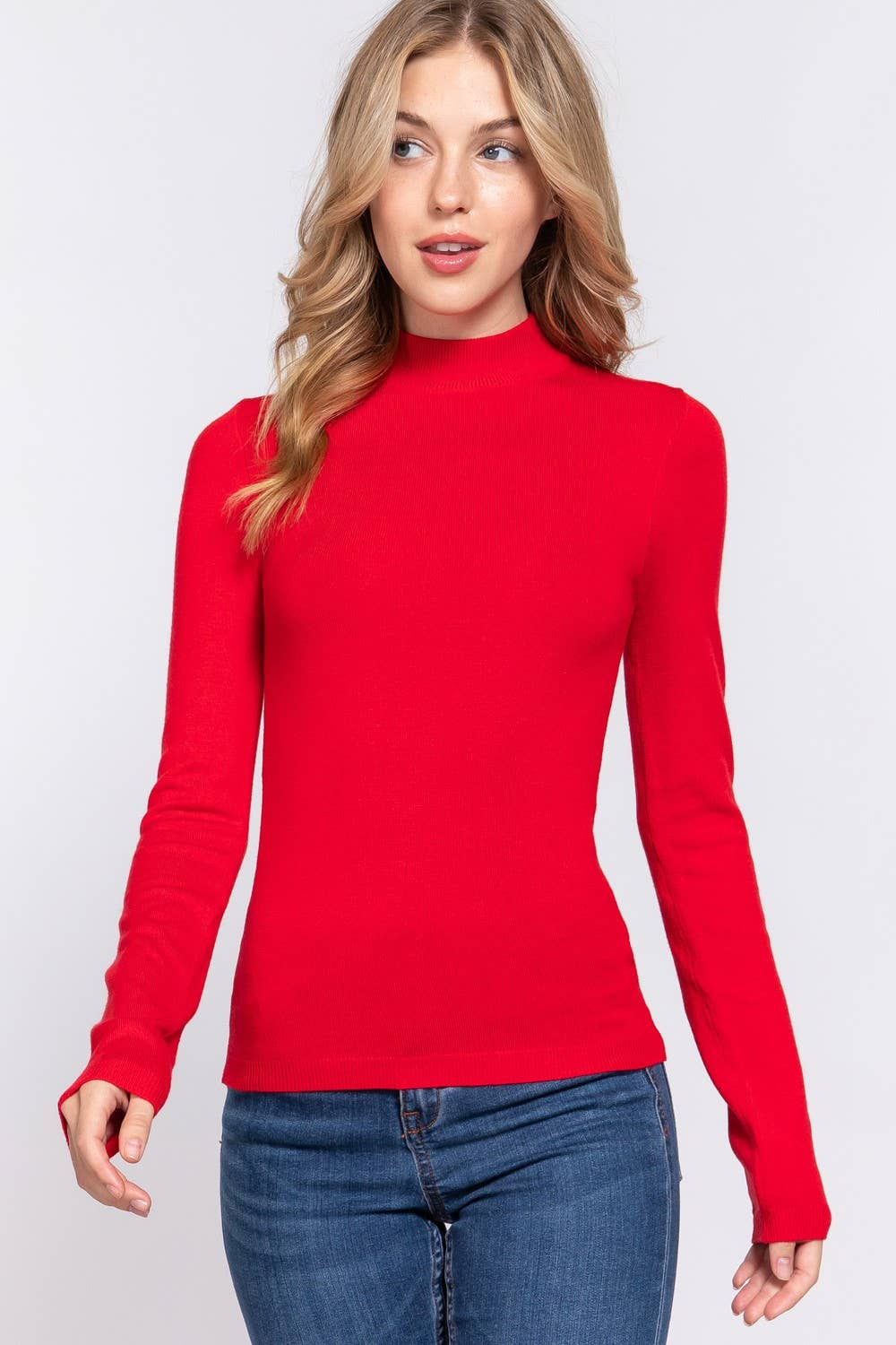 Active Basic | Active USA - Venta al por mayor Jersey de punto - Mujer - Suéter básico de manga larga con cuello simulado42