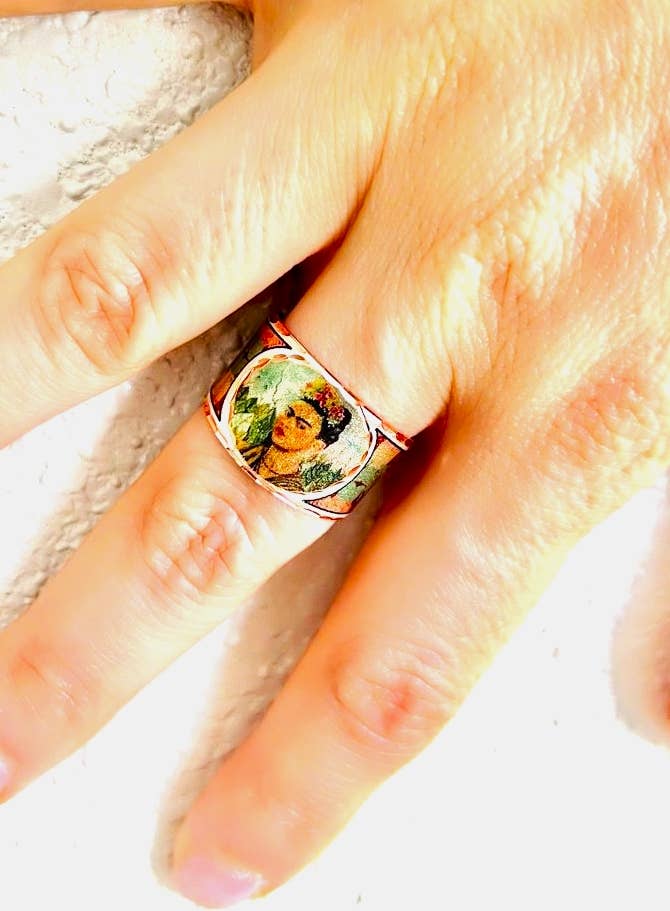 COPPER ARTS INC. - Wholesale Cocktail/Statement Ring - RFK 01 Frida Kahlo Self Portrait ring 4