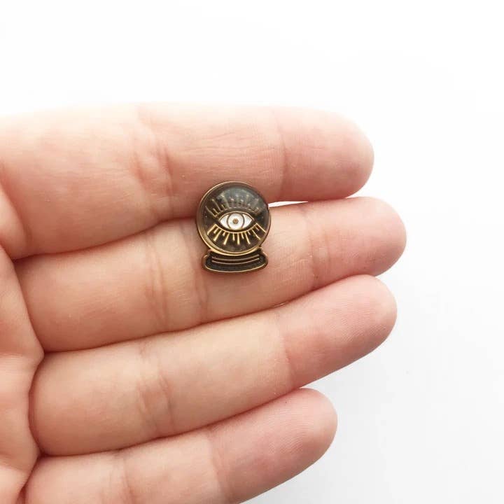Memento Mori Goods - Wholesale Lapel Pin/Button - Crystal Ball Pin .62"- .38"5