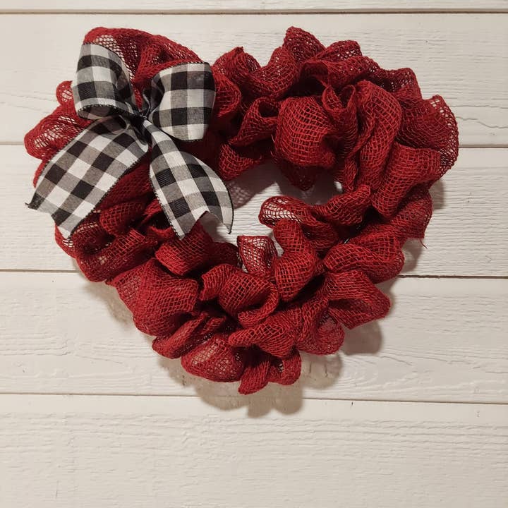 Burlap Heart Small Wreath for wholesale by An Array of Wreaths, LLC