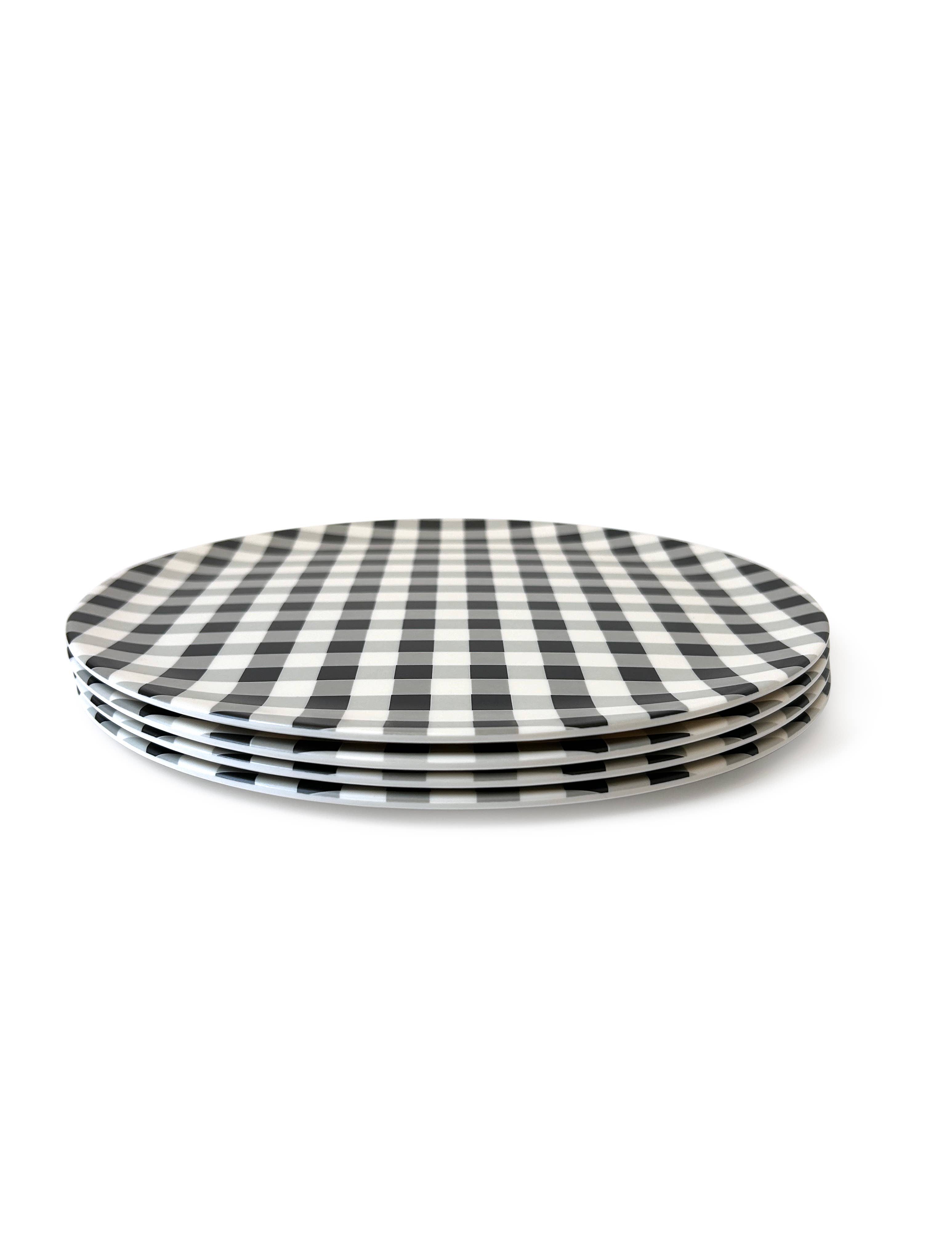 Xenia Taler - Wholesale Dinner Plate - Gingham Black Dinner Plate - Set of 4  1