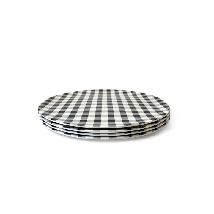 Xenia Taler - Wholesale Dinner Plate - Gingham Black Dinner Plate - Set of 4 1