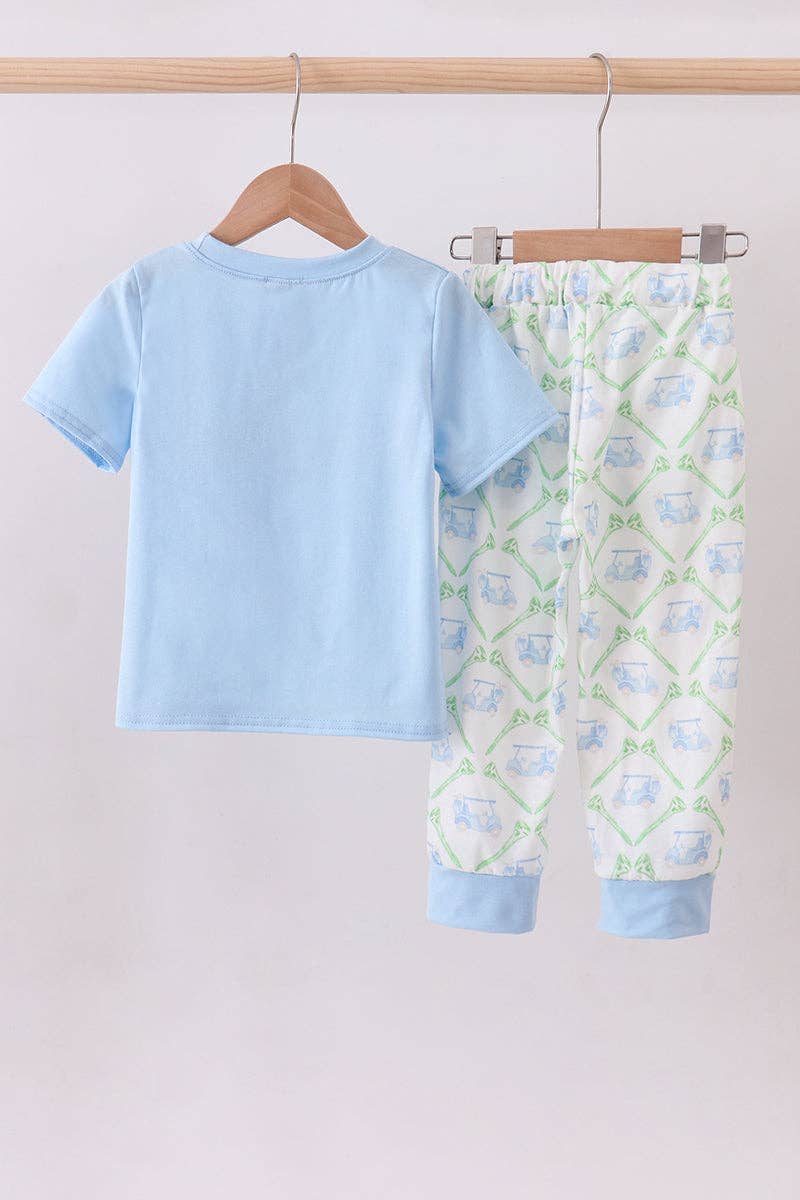 Aspen Rain Boutique - Wholesale Top & Pant Set - Kids - Blue golf cart embroidery pants set4