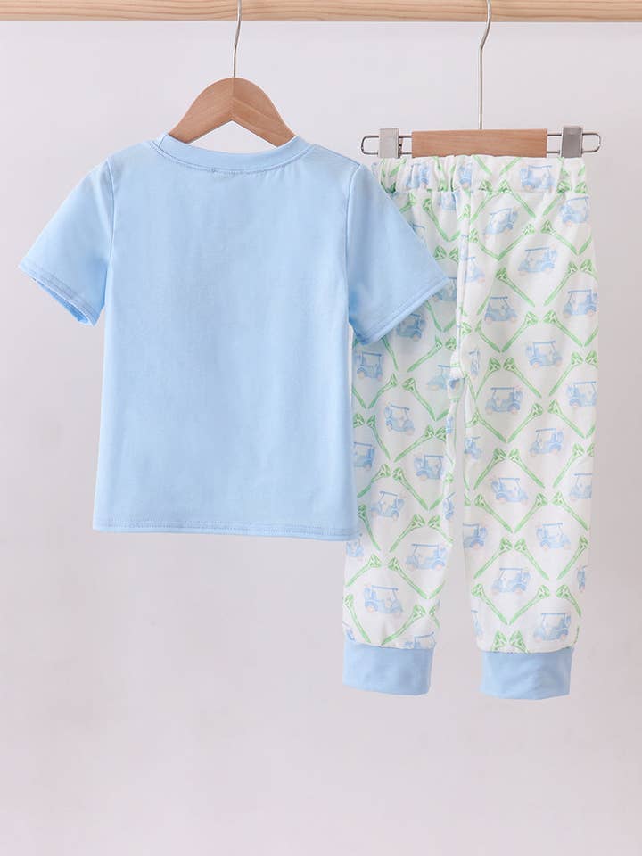 Aspen Rain Boutique - Wholesale Top & Pant Set - Kids - Blue golf cart embroidery pants set4