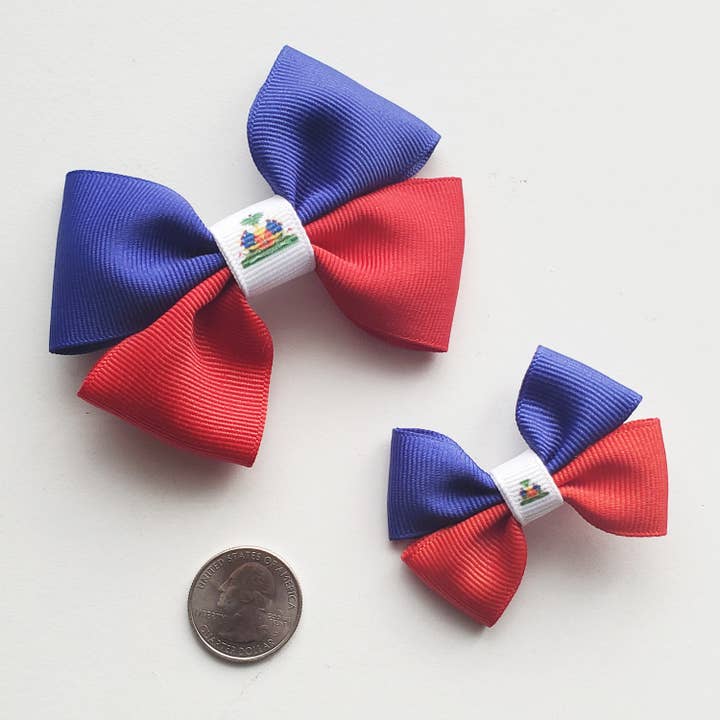 QXP Shop - Wholesale Hair Bow - Kids - Haiti Flag Hair Bow